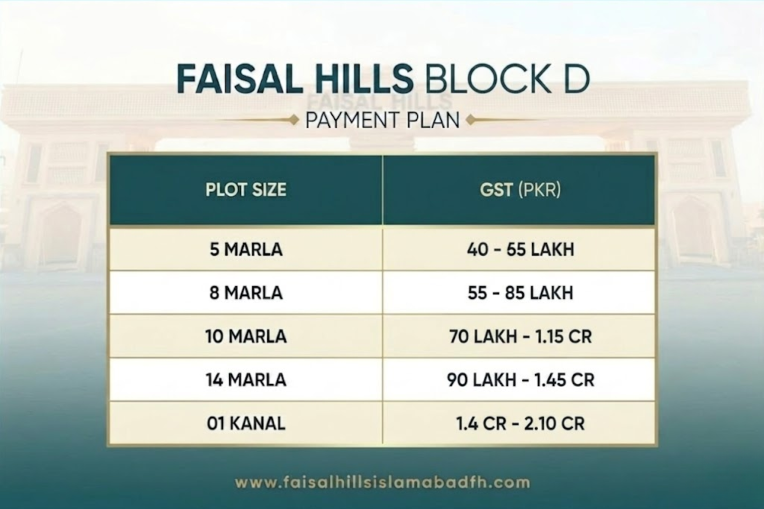 Faisal Hill Block D Payment Plan