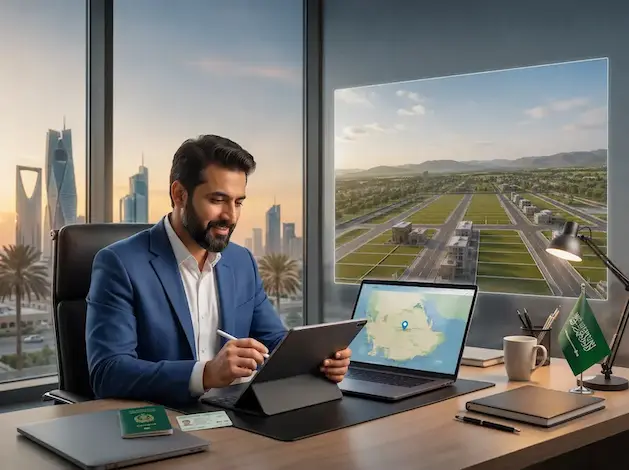 Overseas Pakistanis in Saudi Arabia buying Faisal Hills plots on installments through a secure online booking process.