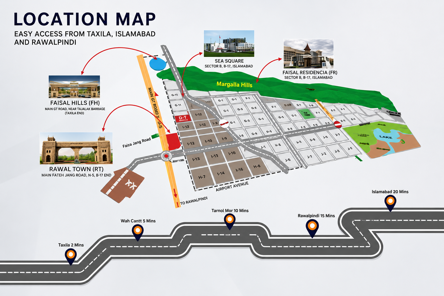 Faisal Hills Islamabad location routes accessibility and nearby areas